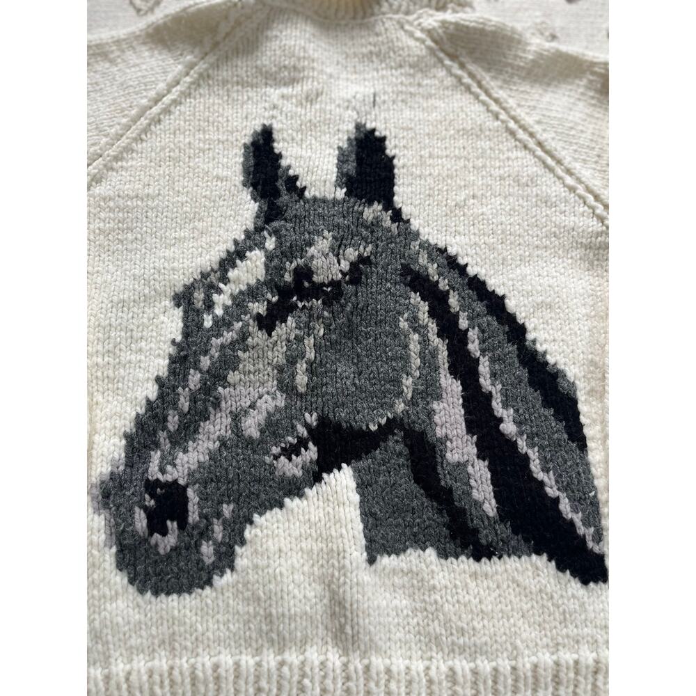 Vintage 60s 70s Cowichan Equestrian Cardigan Horse Sweater Western Rancher - Picture 3 of 7